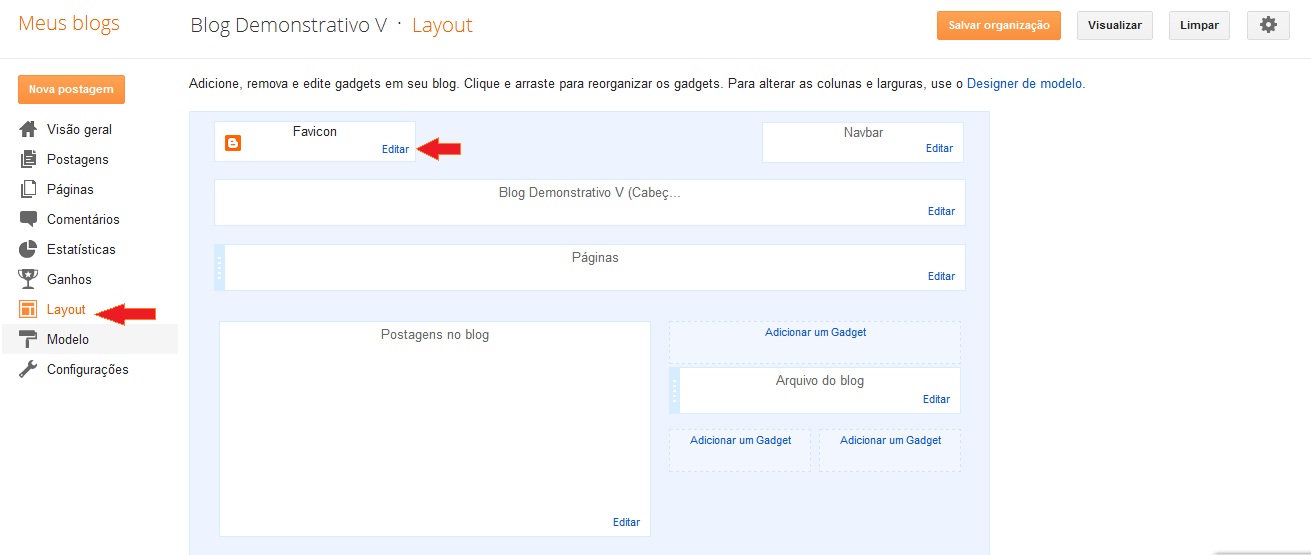Configurar o Favicon pelo painel do Blogger